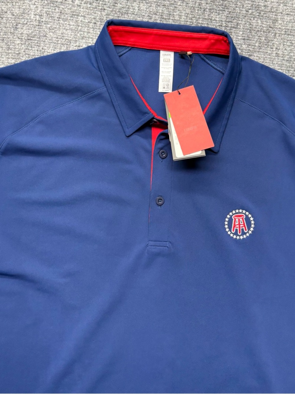 UNRL x Barstool Golf Polo Mens 2XL Blue Seamless Tradition Performance NEW